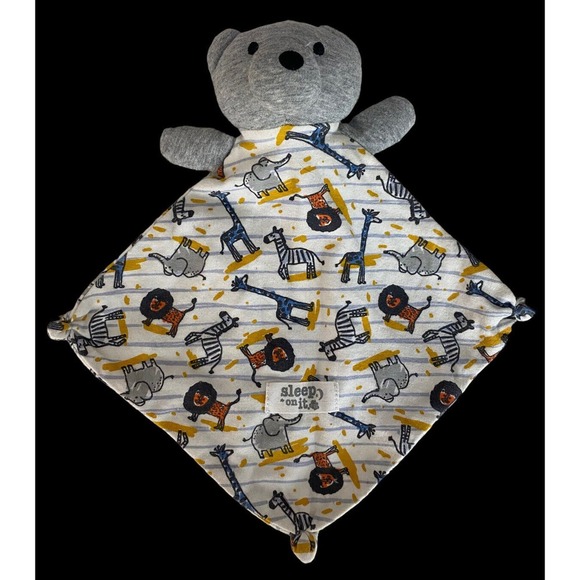 Sleep On It Lovey Gray Bear Zebra Giraffe Lion Elephant Animals Baby Boys Girls - Picture 1 of 4